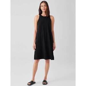 Eileen Fisher Black Knit Tank Dress Midi Knee Length Stretch Women's size Medium